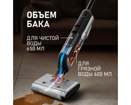 Вертикальный беспроводной пылесос сухой и влажной уборки (2 в 1) Weissgauff V22 BLDC 250 Graphite DoubleSide AquaPro SelfDry