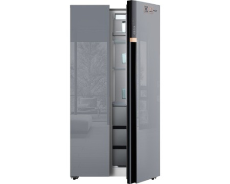 Отдельностоящий холодильник с инвертором Weissgauff WSBS 590 NoFrost Inverter Premium Dark Grey Glass