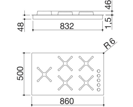 Газовая варочная панель Barazza 1PSPF95