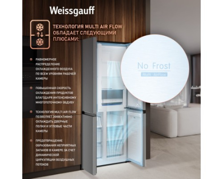 Отдельностоящий холодильник с инвертором Weissgauff WCD 450 X NoFrost Inverter