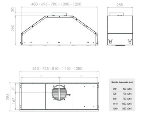 Встраиваемая вытяжка Pando GTI/725 INOX V.1050 ECO SEC PLUS