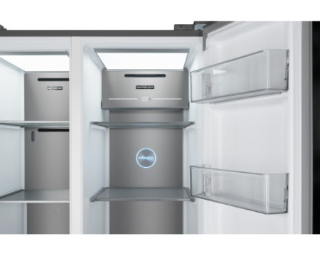 Отдельностоящий холодильник с инвертором Weissgauff WSBS 590 NoFrost Inverter Premium Dark Grey Glass