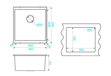 Кухонная мойка KUCHENSTERN UNDER 50 антрацит