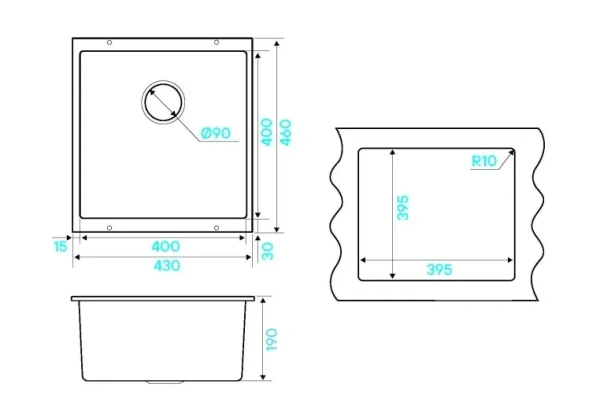 Кухонная мойка KUCHENSTERN UNDER 50 антрацит