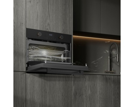 Встраиваемый компактный духовой шкаф с СВЧ Weissgauff OE 4551 DB Black Edition