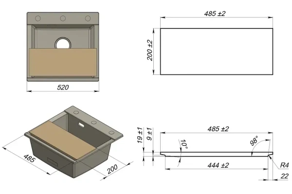 Кухонная мойка GRANULA ES-5201 шварц