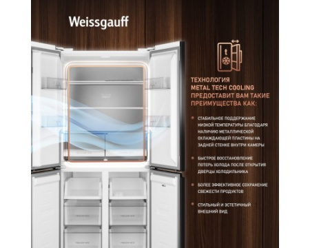 Отдельностоящий холодильник с инвертором Weissgauff WCD 450 WG NoFrost Inverter
