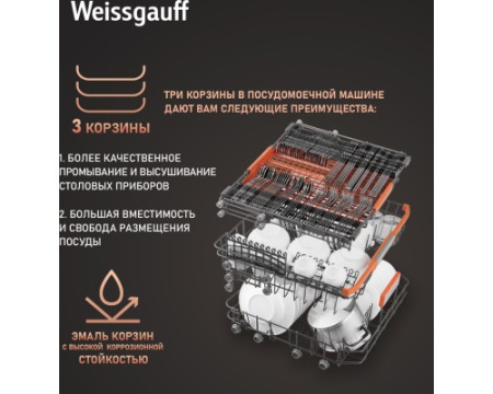 Встраиваемая посудомоечная машина Weissgauff BDW 6037 Inverter AutoOpen Infolight