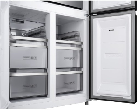 Отдельностоящий холодильник с инвертором Weissgauff WCD 590 Nofrost Inverter Premium EcoFresh Black Glass