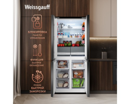 Отдельностоящий холодильник с инвертором Weissgauff WCD 450 BEG NoFrost Inverter