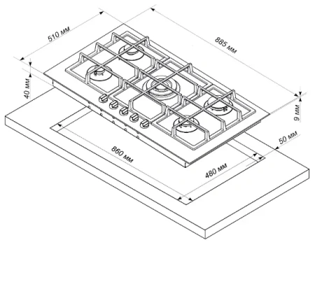Варочная поверхность ELECTRONICSDELUXE GG51130245F TC-005