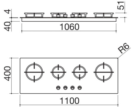 Газовая варочная панель Barazza 1PMD104N