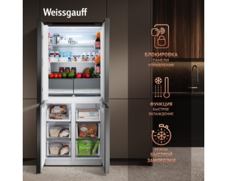 Отдельностоящий холодильник с инвертором Weissgauff WCD 450 BG NoFrost Inverter