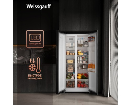 Отдельностоящий холодильник с инвертором и подачей воды Weissgauff WSBS 600 XB NoFrost Inverter Water Dispenser