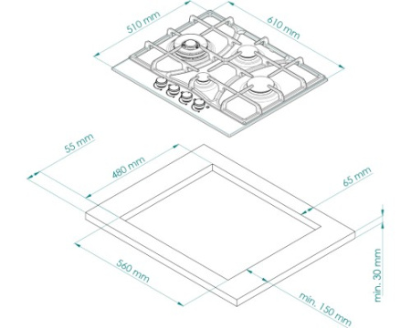 Газовая варочная панель Kuppersberg FS 604 W Silver