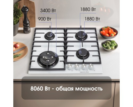 Газовая варочная панель из закаленного стекла Zigmund & Shtain M 28.6 W