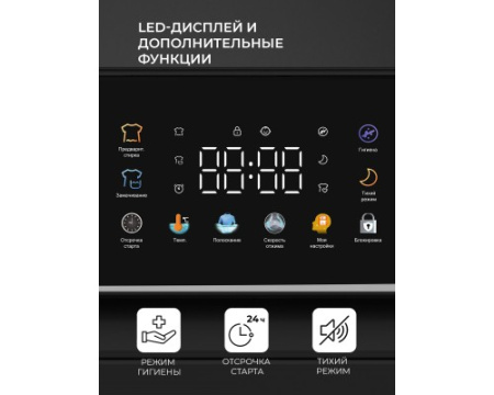 Стиральная машина с инвертором и паром LEX LWM06010GRTHID slim