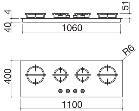 Газовая варочная панель Barazza 1PMD104