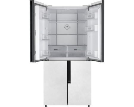 Отдельностоящий холодильник с инвертором Weissgauff WCD 450 White Rock Glass NoFrost Inverter