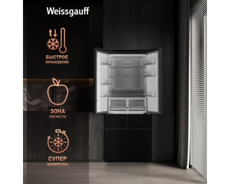 Отдельностоящий холодильник Weissgauff WFD 450 Built-in Inverter NoFrost Dark Inox
