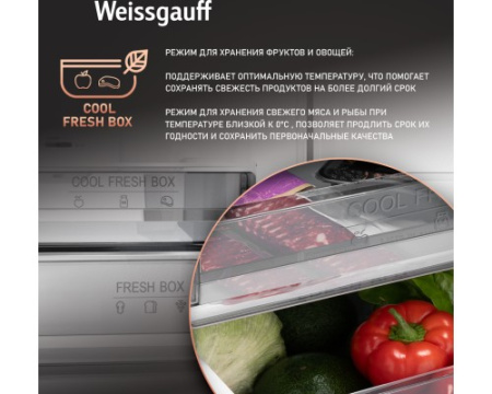 Отдельностоящий холодильник с инвертором Weissgauff WRK 2000 Total NoFrost Inverter Black
