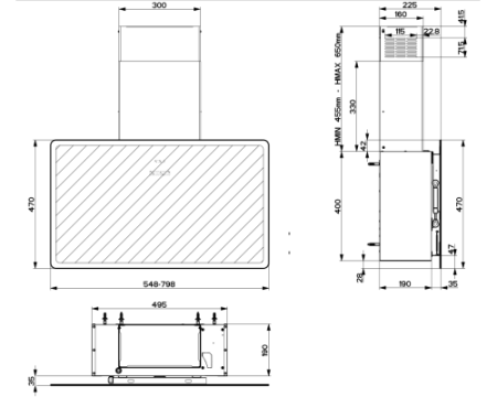 Наклонная вытяжка Faber V-AIR FLAT KL A80 330.0615.684
