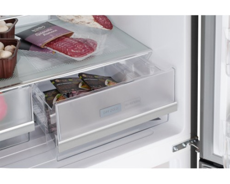 Отдельностоящий холодильник с инвертором Weissgauff WCD 450 Inox Glass NoFrost Inverter