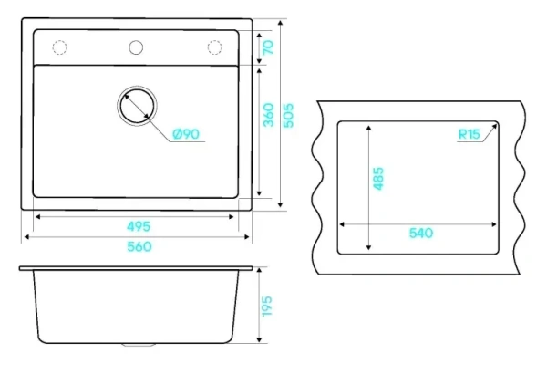Кухонная мойка KUCHENSTERN TOP 60 жасмин