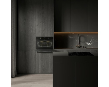 Встраиваемый компактный духовой шкаф с СВЧ Weissgauff OE 4551 DB Black Edition