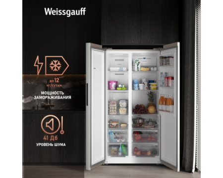 Отдельностоящий холодильник с инвертором Weissgauff WSBS 600 Be NoFrost Inverter