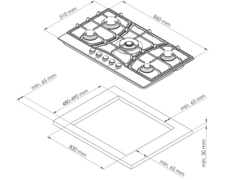 Газовая варочная панель Kuppersberg FS 910 C Bronze