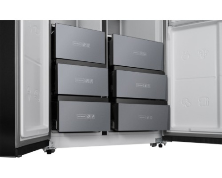 Отдельностоящий холодильник с инвертором Weissgauff WSBS 590 NoFrost Inverter Premium Rock Glass