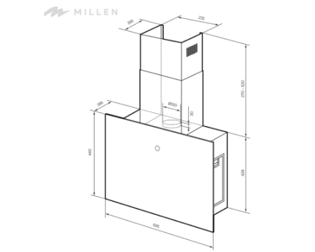 Наклонная кухонная вытяжка Millen MKHG 602 BL