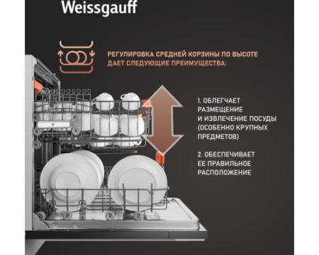 Встраиваемая посудомоечная машина Weissgauff BDW 6037 Inverter AutoOpen Infolight