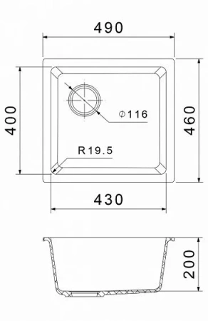 Кухонная мойка RIVELATO BERKANA 45 nero