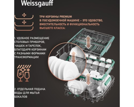 Встраиваемая посудомоечная машина Weissgauff BDW 6140 Real Touch DC Inverter Timer Floor