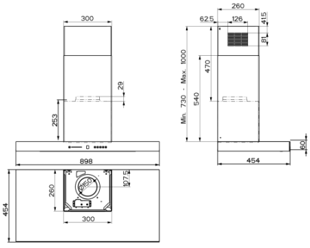 Вытяжка без купола Faber T-AIR KL A90 325.0615.702