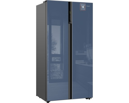 Отдельностоящий холодильник с инвертором Weissgauff WSBS 600 NoFrost Inverter Blue Glass