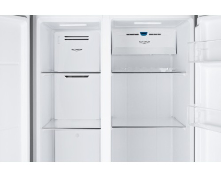 Отдельностоящий холодильник с инвертором Weissgauff WSBS 600 NoFrost Inverter Blue Glass