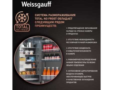 Встраиваемый холодильник с инвертором Weissgauff WRKI 2000 Total NoFrost Inverter Premium Ecofresh Inox