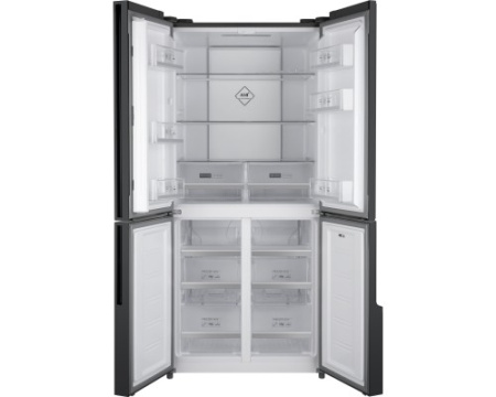 Отдельностоящий холодильник с инвертором Weissgauff WCD 450 Inox Glass NoFrost Inverter