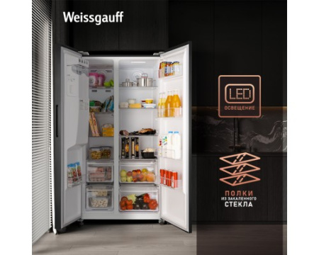 Отдельностоящий холодильник с инвертором и генератором льда Weissgauff WSBS 697 NFBX Inverter Ice Maker
