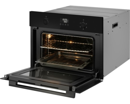 Встраиваемый компактный духовой шкаф с СВЧ Weissgauff OE 449 PDBK Black Edition