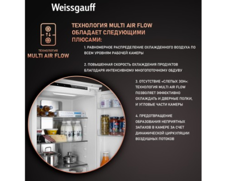 Встраиваемый холодильник Weissgauff WRKI 178 Total NoFrost EcoFresh