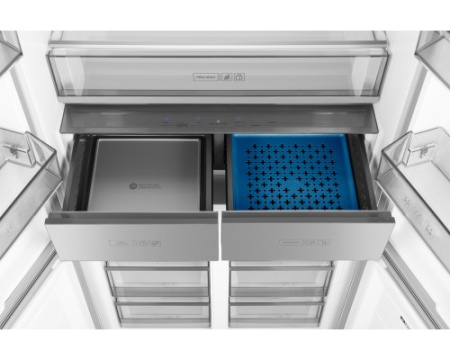 Отдельностоящий холодильник с инвертором Weissgauff WCD 590 Nofrost Inverter Premium EcoFresh White Glass