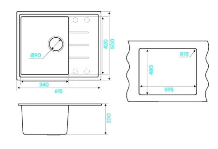 Кухонная мойка KUCHENSTERN FLUG 45 титан
