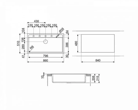 Кухонная мойка SMEG VSGX860MN