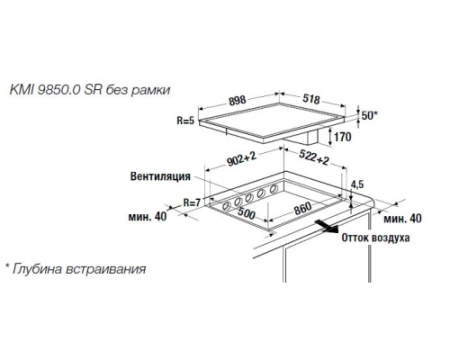 Индукционная варочная панель с вытяжкой Kuppersbusch KMI 9850.0 SR