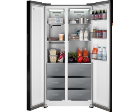 Отдельностоящий холодильник с инвертором Weissgauff WSBS 590 NoFrost Inverter Premium Dark Grey Glass