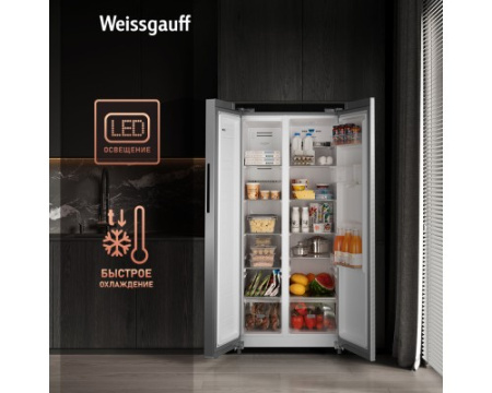 Отдельностоящий холодильник с инвертором и подачей воды Weissgauff WSBS 600 X NoFrost Inverter Water Dispenser